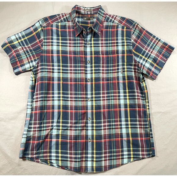 Eddie Bauer Other - Eddie Bauer Short Sleeve Button Up Shirt Men L Red Plaid Lightweight Stretch NEW